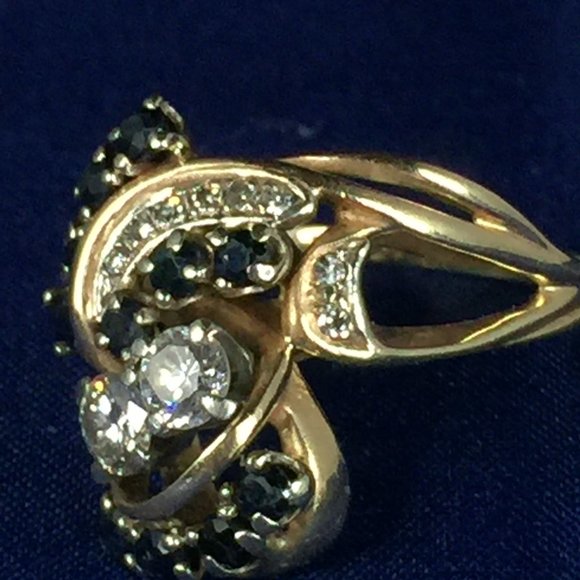 Custom Made Twin Diamond, 11 Sapphires accented with more Diamonds (RING)  7 - Picture 4 of 10